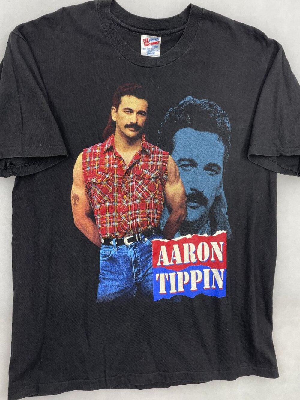 Vintage Aaron Tippin Country Music Tee Hanes Heavyweight T-Shirt Black Men's L